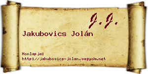 Jakubovics Jolán névjegykártya
